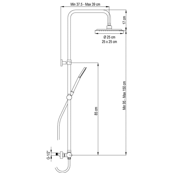 Στήλη ντους Nite 3 εξόδων Brushed Gold